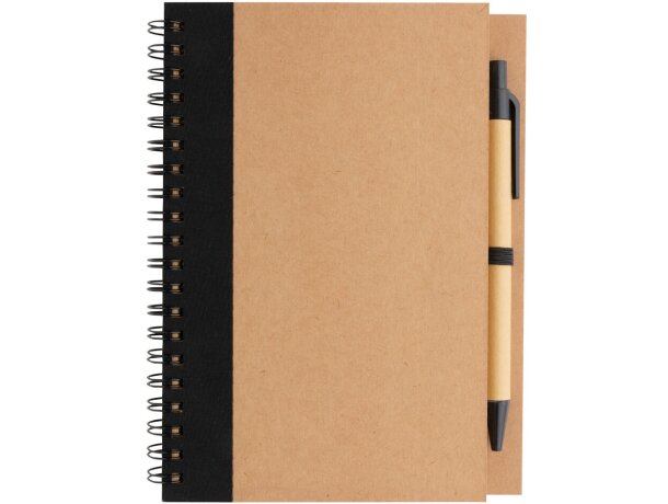 Cuaderno de espiral kraft con bolígrafo Negro detalle 2