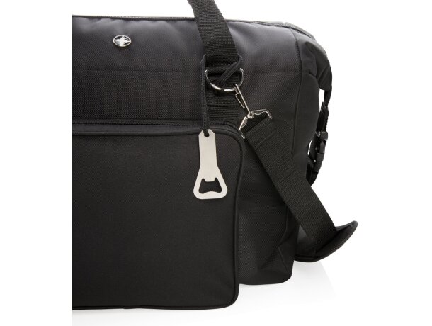 Bolsa térmica de poliéster con cremallera y bolsillo frontal Negro detalle 7