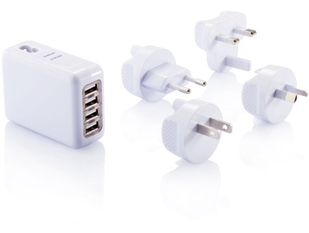 Enchufe para viajes con 4 puertos usb Blanco detalle 6