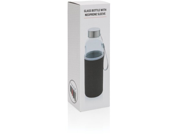 Botella de vidrio con funda de neopreno Negro detalle 10