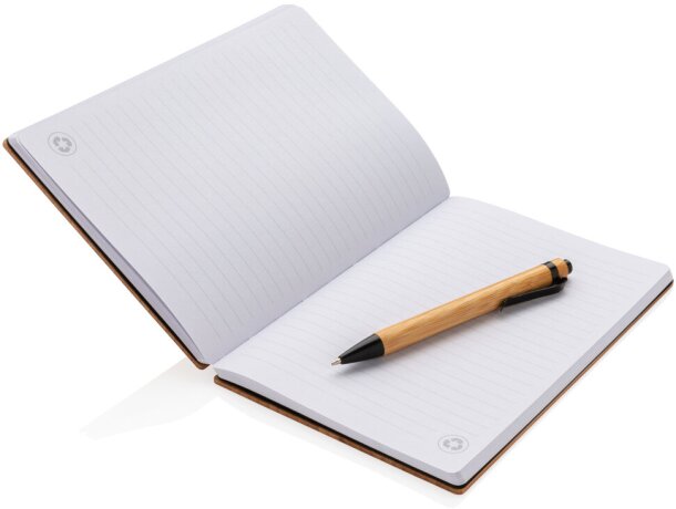 Mini libreta personalizada bambú sostenible Marron detalle 2