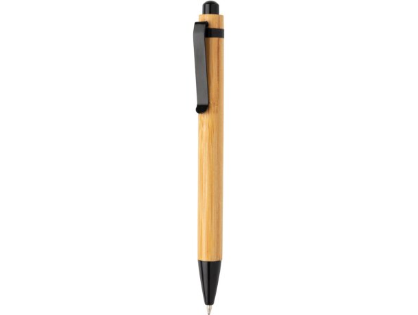 Bolígrafo elegante de madera de bambú Marron/plata detalle 12