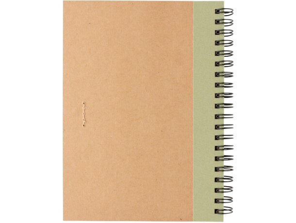 Libreta de anillas con hojas a rayas y bolígrafo kraft de cartón reciclado Verde detalle 24