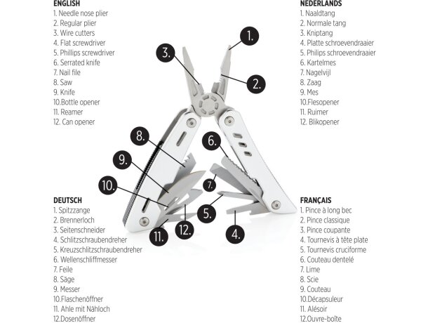 Multiherramienta Solid con 12 funciones Plata detalle 18