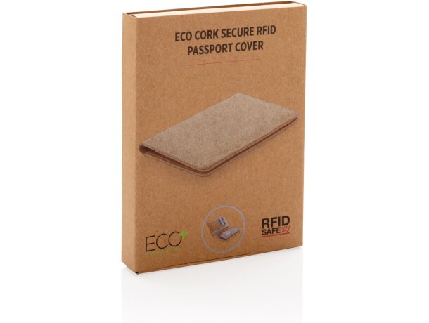 Cartera pasaporte RFID de corcho Marron detalle 12