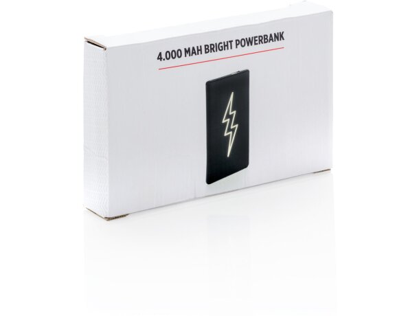 Batería externa con logo iluminado de 4000 mAh Negro detalle 10