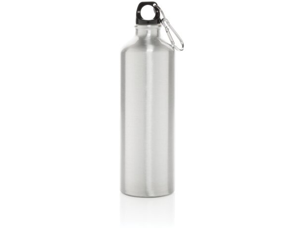 Botella de agua XL de aluminio con mosquetón Plata/negro detalle 8