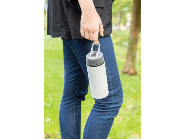 Botella deportiva con logo asa de transporte polipropileno Blanco detalle 23