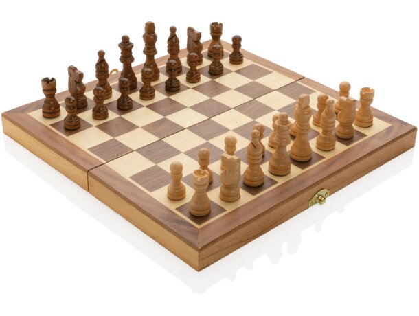Juego de ajedrez plegable de madera de lujo Marron detalle 5