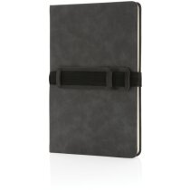 Cuaderno A5 tapa dura PU gris Hombal con rayado
