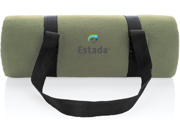 Manta tejido polar de poliester con correas de transporte Verde detalle 17