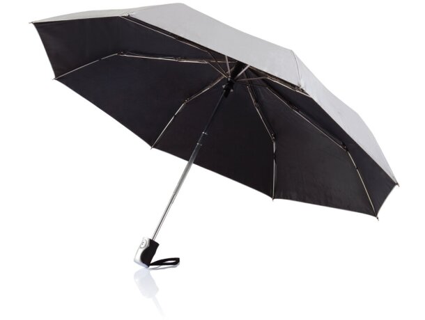 Paraguas con 3 pliegues automático Plata/negro detalle 5