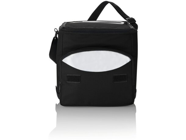 Bolsa térmica de poliéster con bolsillo frontal y correa ajustable Verde/plata detalle 15