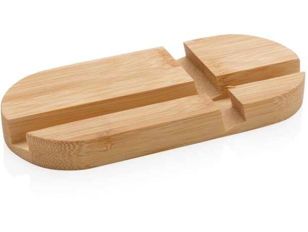 Soporte Verona bambú para tablet y móvil de escritorio personalizados Marron detalle 7