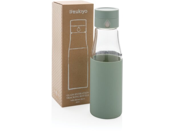 Botella de hidratación de vidrio Ukiyo con funda Verde detalle 31