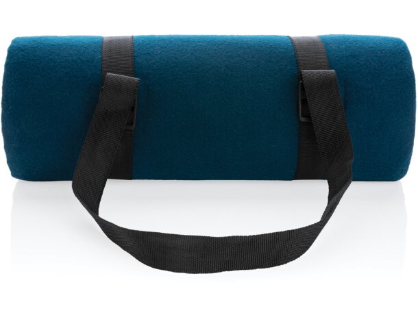 Manta tejido polar de poliester con correas de transporte Azul marino detalle 7