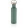 Botella moderna de acero inoxidable con tapa de bambú. Verde detalle 32
