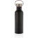 Botella moderna de acero inoxidable con tapa de bambú. Negro detalle 2