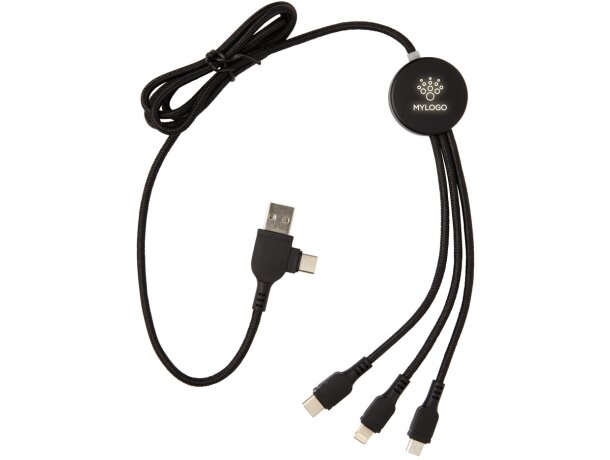 Multicable con 5 conectores de nailon trenzado Negro detalle 6