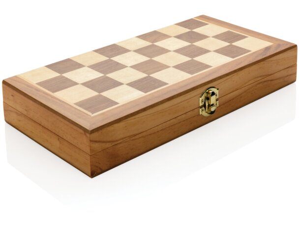 Juego de ajedrez plegable de madera de lujo Marron detalle 10