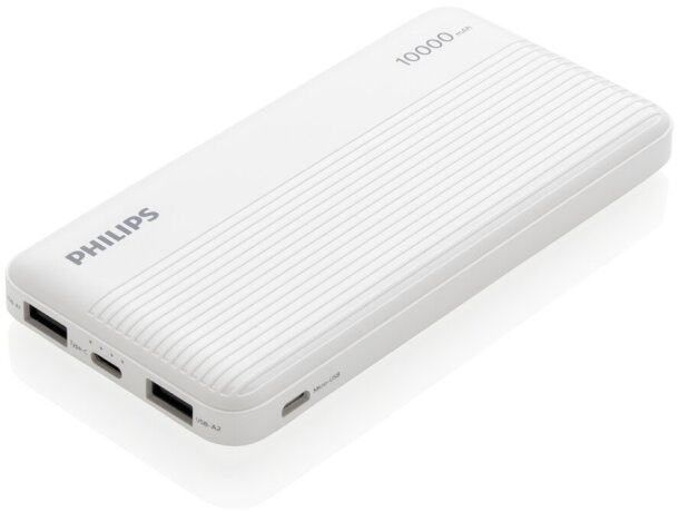 Batería externa Philips 10000 mAh fina con doble puerto USB Blanco detalle 9