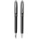 Sets boligrafos y rollers para empresas elegante latón tinta azul Negro/plata detalle 1