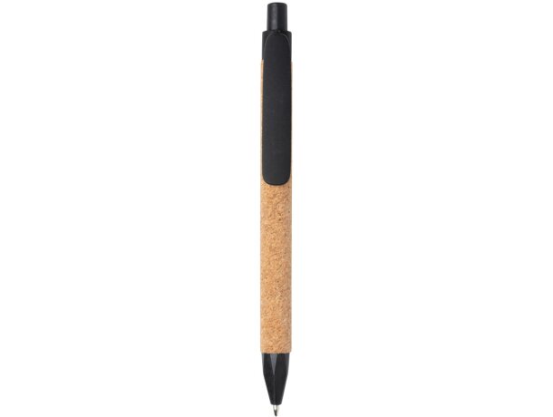 Bolis ecológicos publicitarios con pulsador paja de trigo tinta azul Negro detalle 1