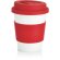 Taza de café ecológica con tapa y banda de silicona Rojo/blanco