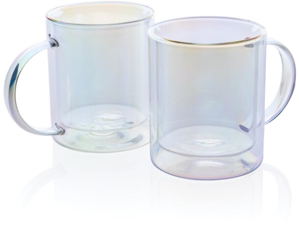 Taza Hengchun cristal borosilicato doble capa 330 ml galvanizada Transparente detalle 11