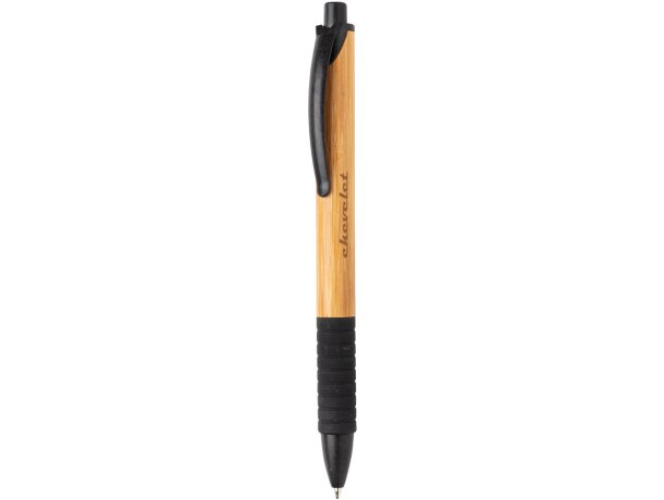 Bolígrafos ecológicos paja de trigo tinta azul Negro detalle 3