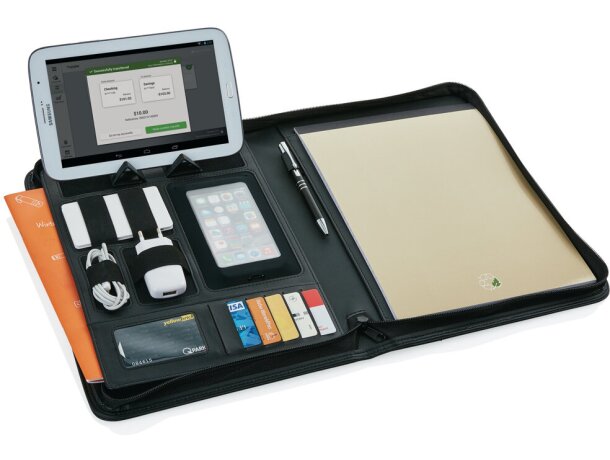 Portafolio Esencial cremallera tablet A4 PU negro ejecutivo Negro detalle 4