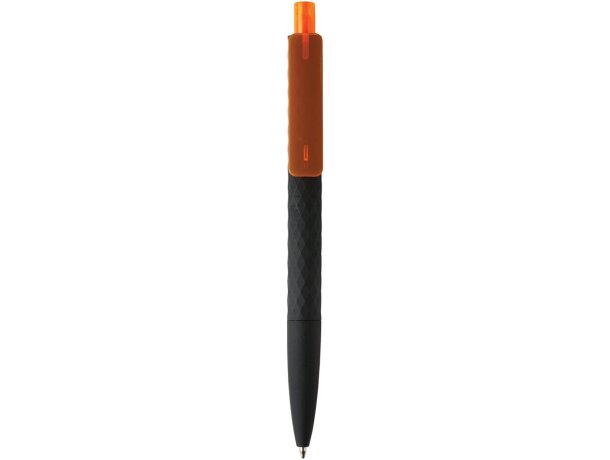 Bolígrafos con nombre forma exclusiva de diamante y tacto suave Naranja/negro detalle 41