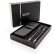 Set roller y ball point de metal tinta azul con funda premium Negro/plata detalle 7