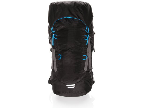 Mochila grande Explorer de senderismo 40L sin PVC Negro/azul detalle 1