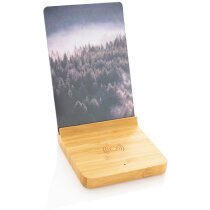 Cargador inalámbrico 5W de bambú con marco de fotos