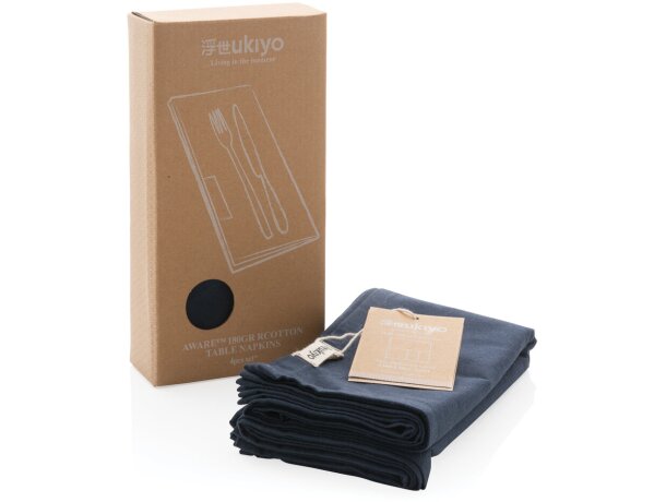 Set de 4 servilletas de mesa Ukiyo Aware ™ 180gr Azul marino detalle 23