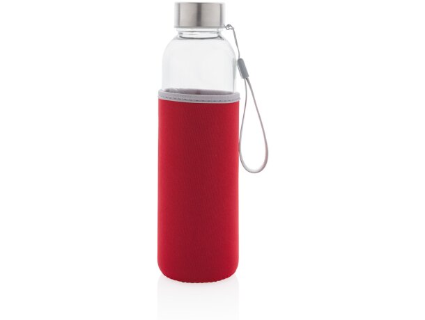 Botella de vidrio con funda de neopreno Rojo detalle 21