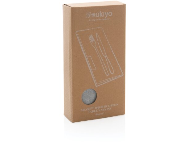 Set de 4 servilletas de mesa Ukiyo Aware ™ 180gr Gris detalle 18