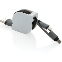 Cable retráctil triple conector USB-C Lightning