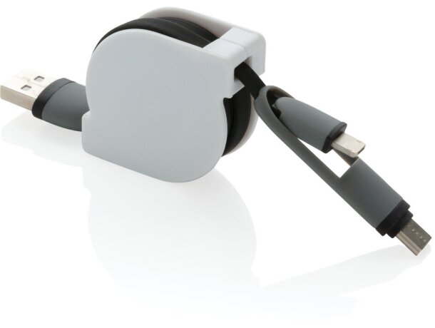 Cable retráctil Anajatuba 3 en 1 USB-C Lightning Micro USB Azul detalle 38