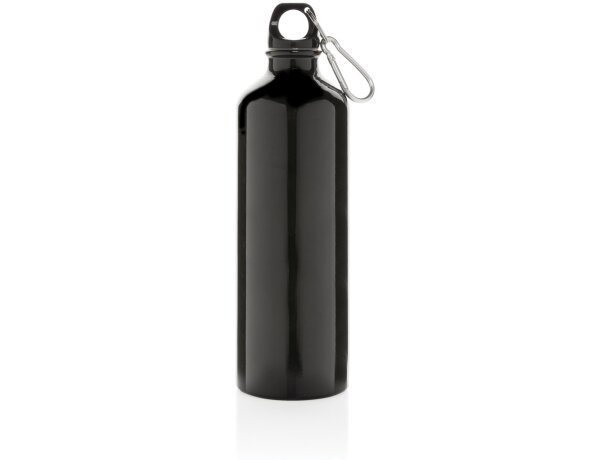 Botella de agua XL de aluminio con mosquetón Negro/negro detalle 1
