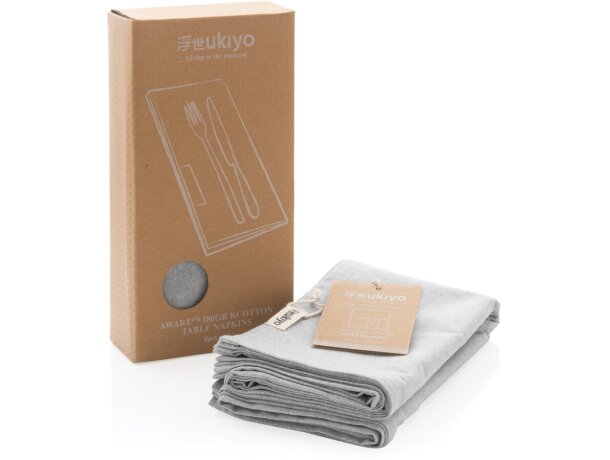 Set de 4 servilletas de mesa Ukiyo Aware ™ 180gr Gris detalle 17