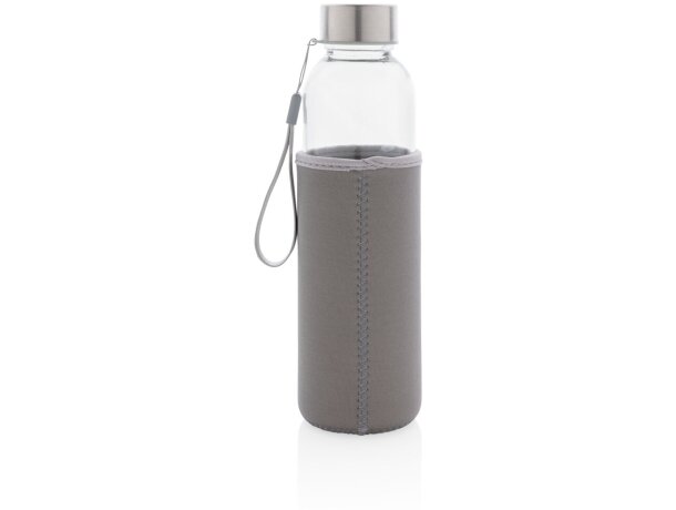 Botella de vidrio con funda de neopreno Gris detalle 12