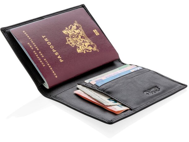 Cartera Para Pasaporte Rfid Swiss Peak Anti Escáner Negro detalle 1