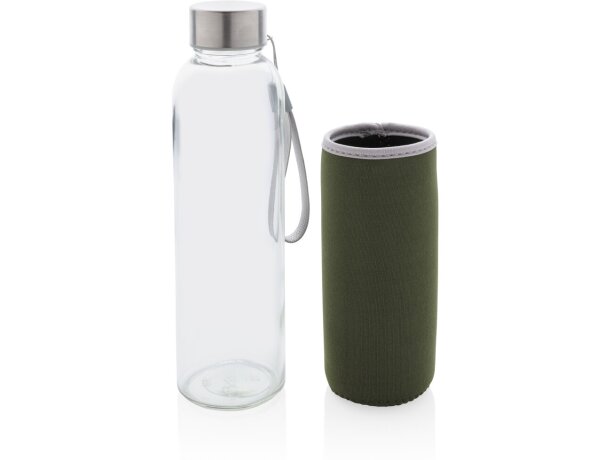 Botella de vidrio con funda de neopreno Verde detalle 45