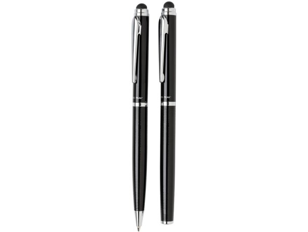 Set Swiss Peak roller y ballpoint metal negro con tubo regalo Negro detalle 7