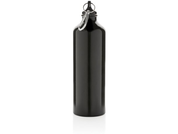 Botella de agua XL de aluminio con mosquetón Negro/negro detalle 3
