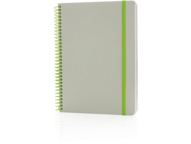 Libreta A5 Deluxe con aros en espiral Verde/gris detalle 7