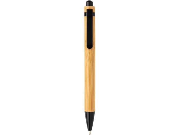 Bolígrafo elegante de madera de bambú Negro detalle 1