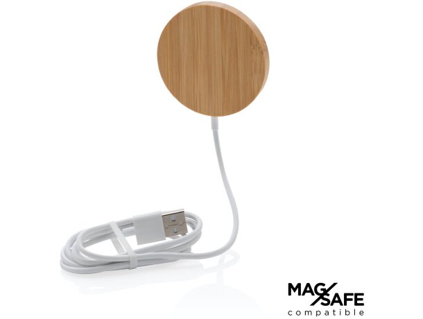 Cargador inalámbrico magnético bambú natural 10W iPhone 12+ Marron detalle 10